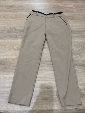 Ann Taylor Tan Work Pants with Black Trim